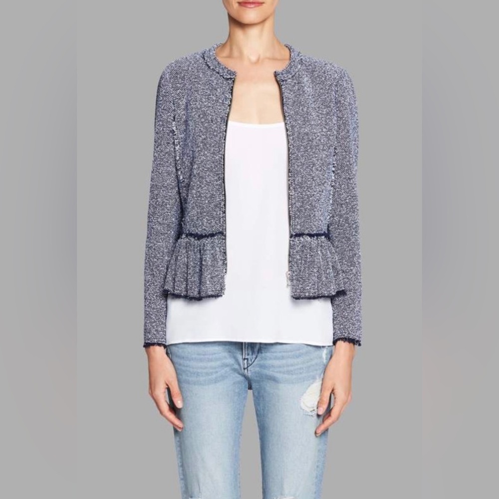 Rebecca Taylor stretch tweed blue peplum jacket